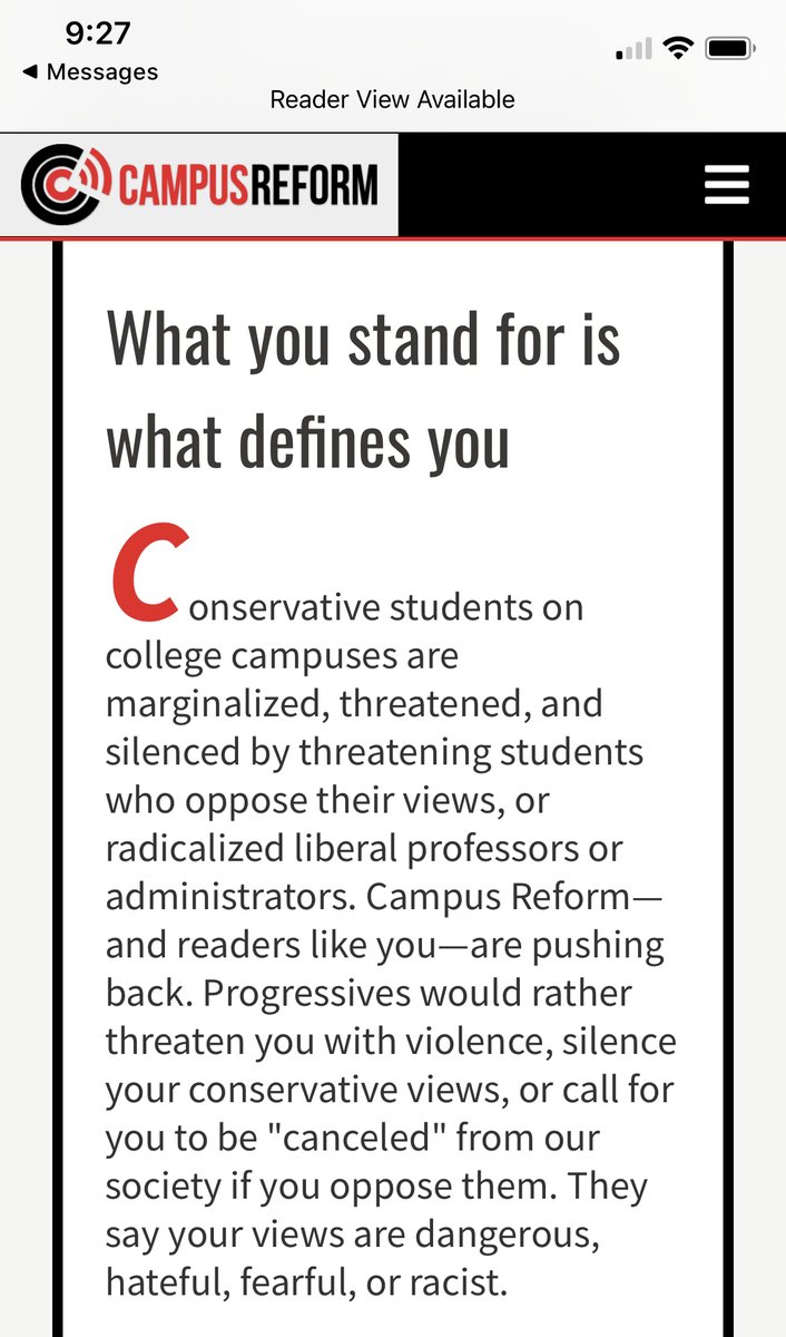 2. First, what is Campus Reform? It's a right-wing propaganda outlet which purports to champion free speech on college campuses. How do they do this? Well, they target professors whose views they disagree with and try to get them fired. (Because of course)