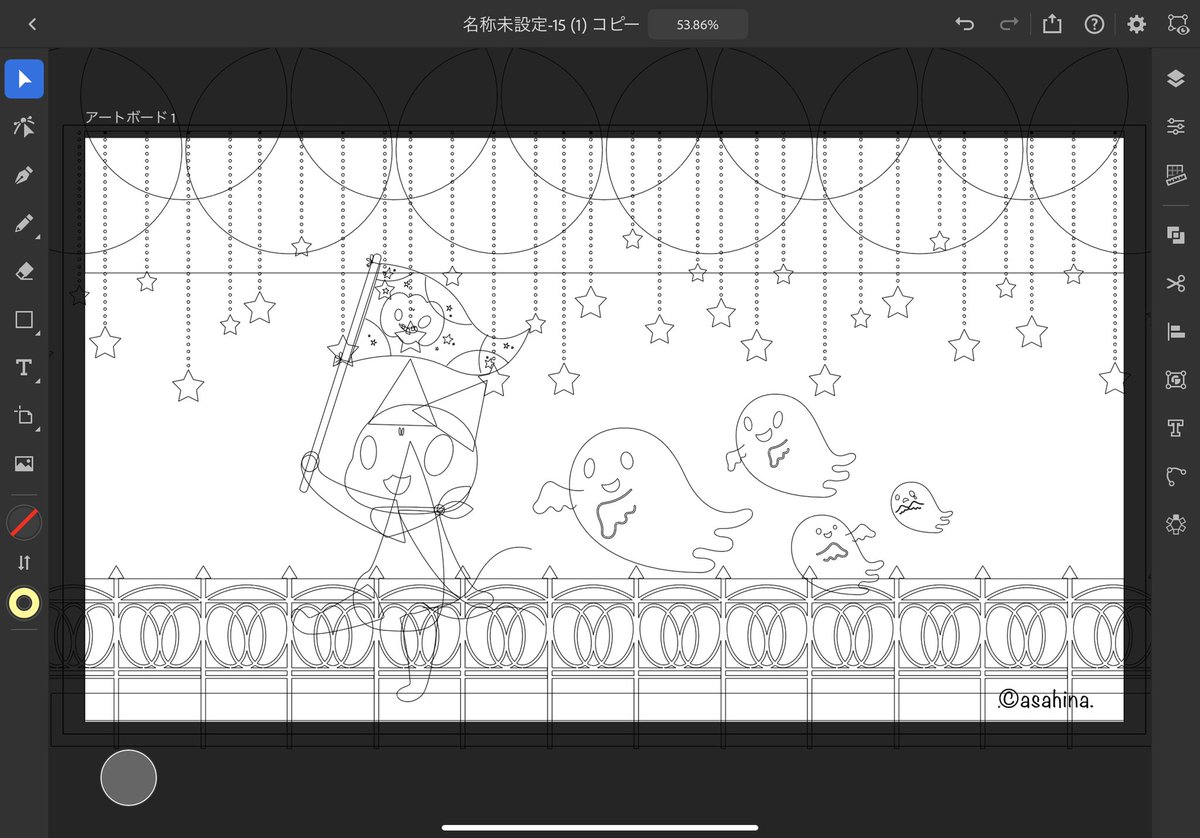 ハロウィンのアウトライン???
#IllustratoroniPad #adobe #adobeillustrator #ハロウィン #Halloween 