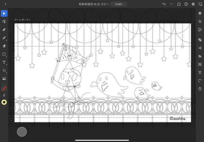 ハロウィンのアウトライン???#IllustratoroniPad #adobe #adobeillustrator #ハロウィン #Halloween 