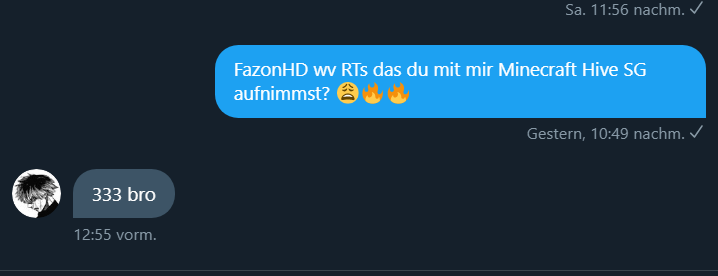 Jungs wir haben die einmalige Chance FazonHD wieder in Minecraft zu bekommen erfüllt mir diesen Traum oder ich werde euch aufsuchen. 😩😩😔🚬