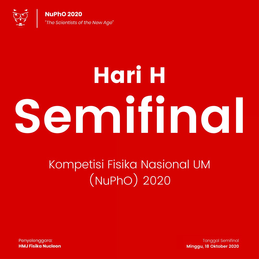 [HARI H SEMIFINAL]

Hallo Sobat NuPhO🙌

Hari ini telah dilaksanakan babak semifinal🎉 Semoga mendapatkan hasil yang terbaik ya🤗 Sampai jumpa kembali dibabak NuPhO selanjutnya👋

#NUPHO2020 #HMJFISIKANUCLEON #GRAHITASEMBRANI #FISIKAMBOIS #HMJFisikaUM #UniversitasNegeriMalang