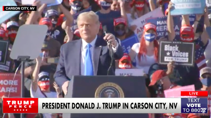 President Donald Trump is kicking things off in Carson City: "Sixteen days from now, we're going to win the state of Nevada, we're going win four more years in the White House."