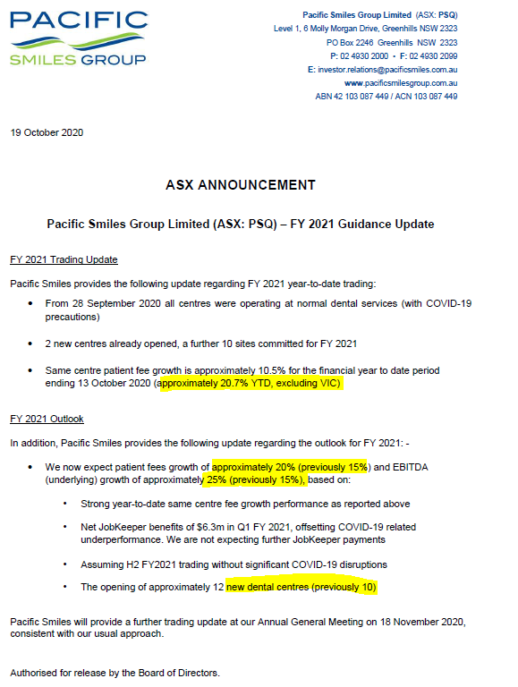 $PSQ added on upgrade: tracking double digit LFL and increased roll-out. 

Main issue has been (lack of) operating leverage. Since IPO, centre count 2x, but NPAT flatish

Now showing that leverage coming through. Always hard to find a real roll-out story.