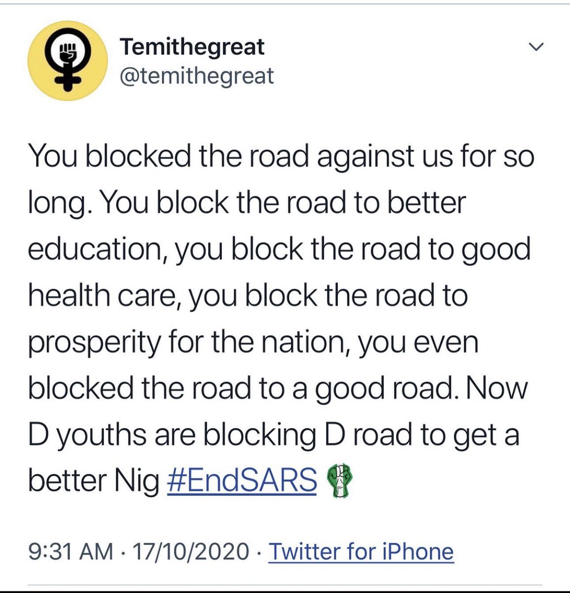 kentdessy's tweet photo. #EndSARS https://t.co/IVv0foeTmX