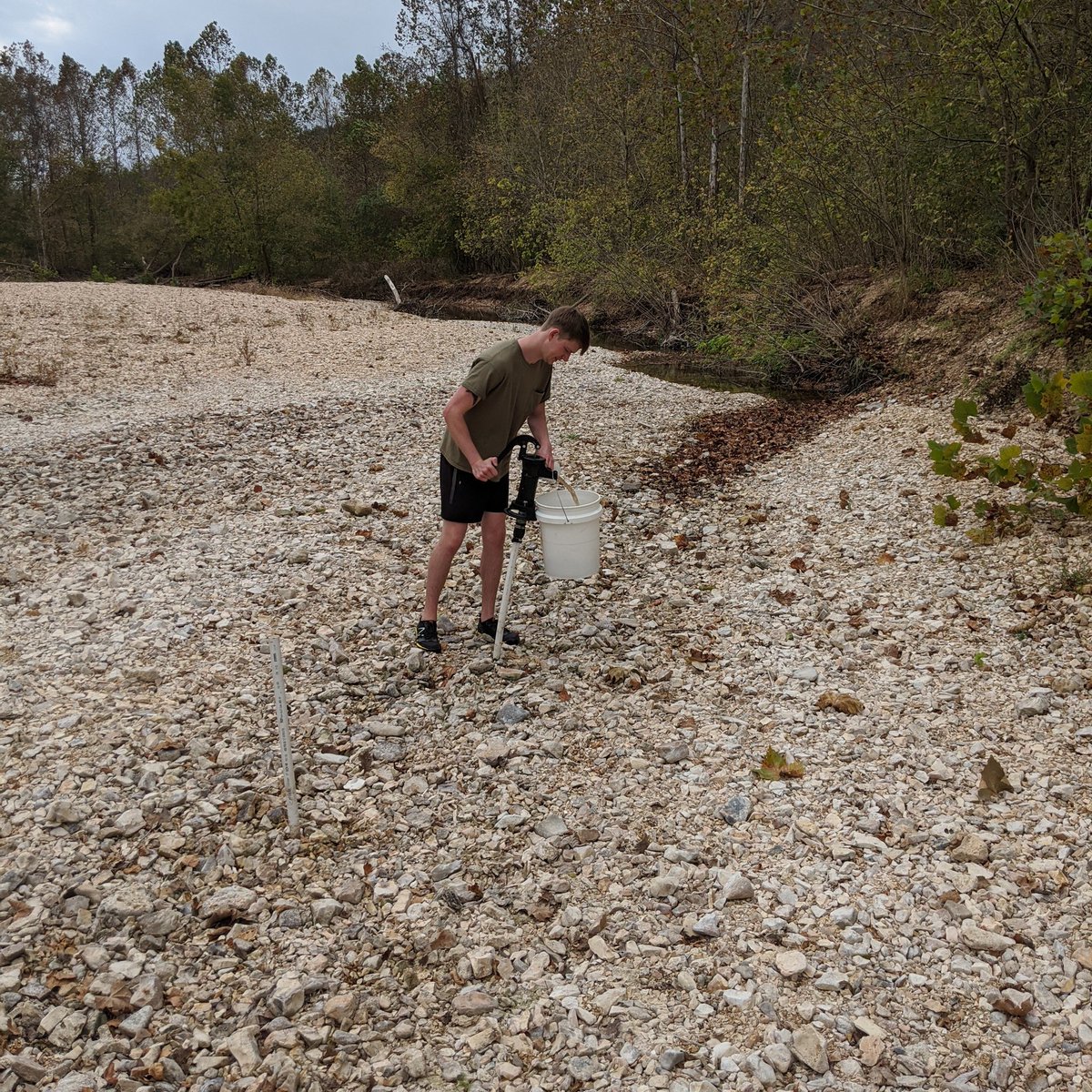 DavidFleshman10's tweet photo. Final day collecting #hyporheic invertebrate samples at Bull Creek! You can tell it hasn't been raining a lot lately. https://t.co/D9aVoAbPjS