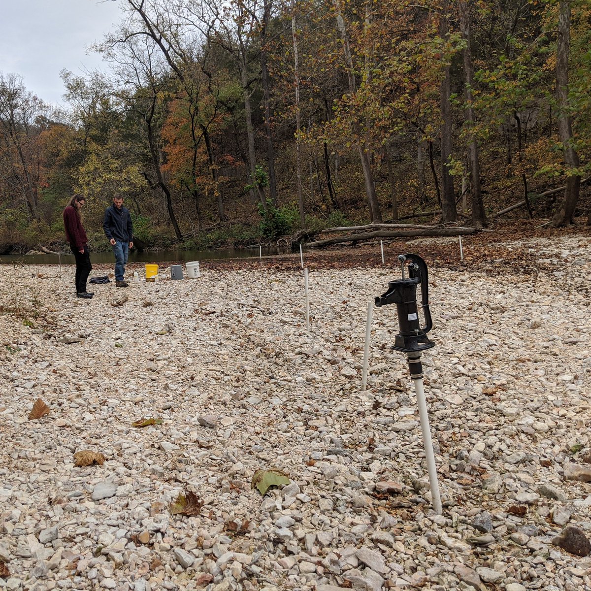 DavidFleshman10's tweet photo. Final day collecting #hyporheic invertebrate samples at Bull Creek! You can tell it hasn't been raining a lot lately. https://t.co/D9aVoAbPjS