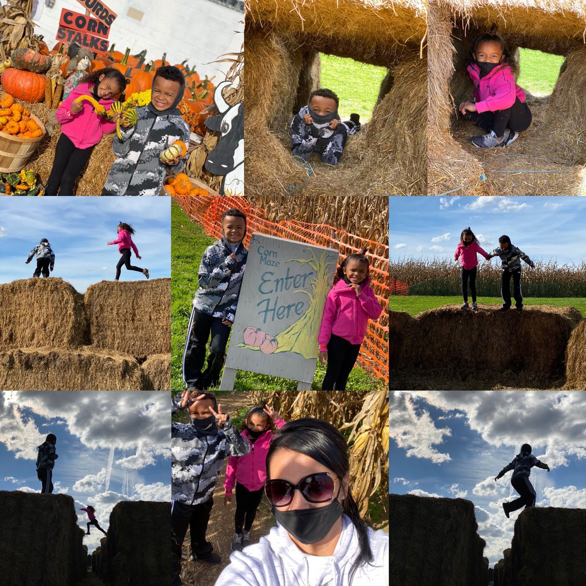 TaraFlowers22's tweet image. Fresh air, lots of smiles, and fall fun with my loves 🍂🍁🌽🎃#theylovethisplace #innocence #siblingfun #cornmaze #hayfordays #alittledirtisneeded #country #icecreamtreat #photoskills @CoachMFlowers