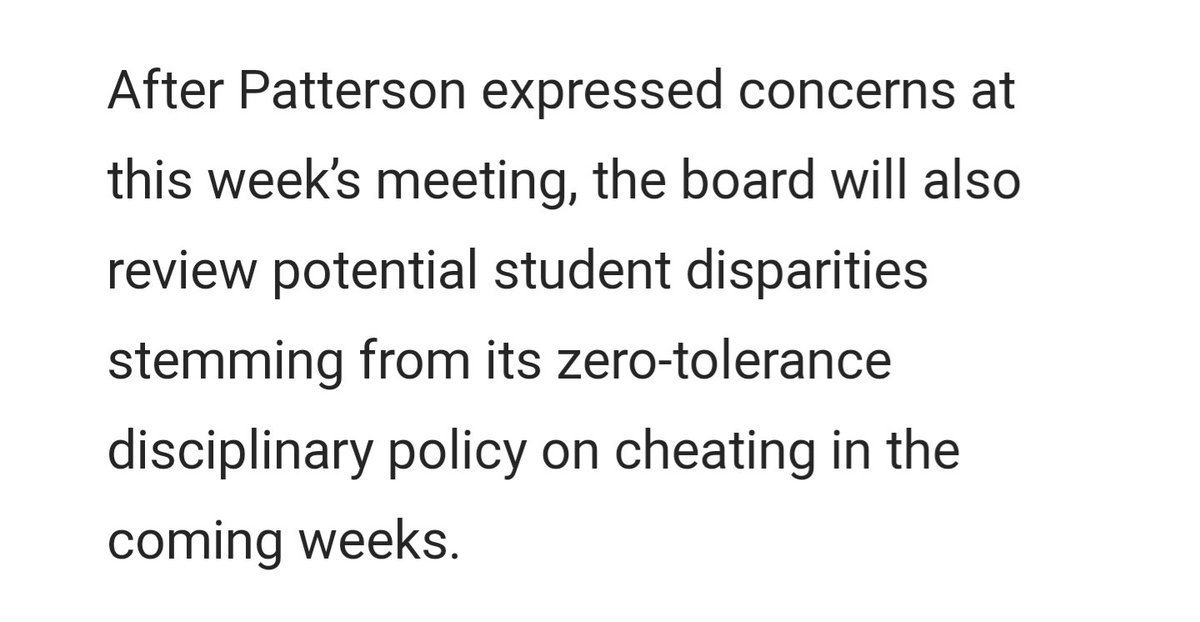 6/ As  @thomaschattwill said, 1 of the most disturbing parts of this reform is reviewing cheating and school discipline rules bc of racially disparate outcomes.This is akin to changing criminal law bc of over-rep. of men and blacks (systemic racism, misandry).Ridiculous.