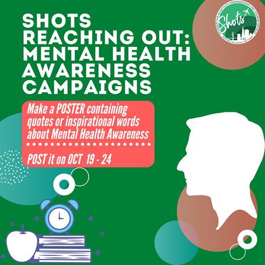 uscshots's tweet photo. Good Day SHOTS!!

Let us take the time to take care of our mental health. We encourage everyone to make their own posters containing inspirational words about mental health awareness. Mechanics are posted on SHOTS FB page. 
#DHTMentalHealthAwareness 
#PadayonSHOTS #SHOTSNewNormal https://t.co/IB4ofuaGA8