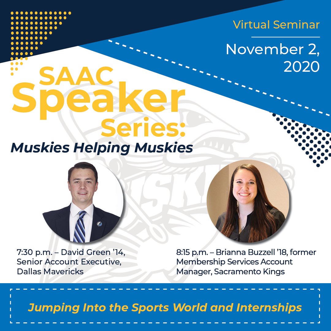 LakelandSAAC's tweet photo. Mark your calendars for these two nights! Contact our SAAC President @alilwilson24 for the Zoom link and additional information! Go Muskies! #MuskiesHelpingMuskies 💙💛 https://t.co/iergAMbBBX