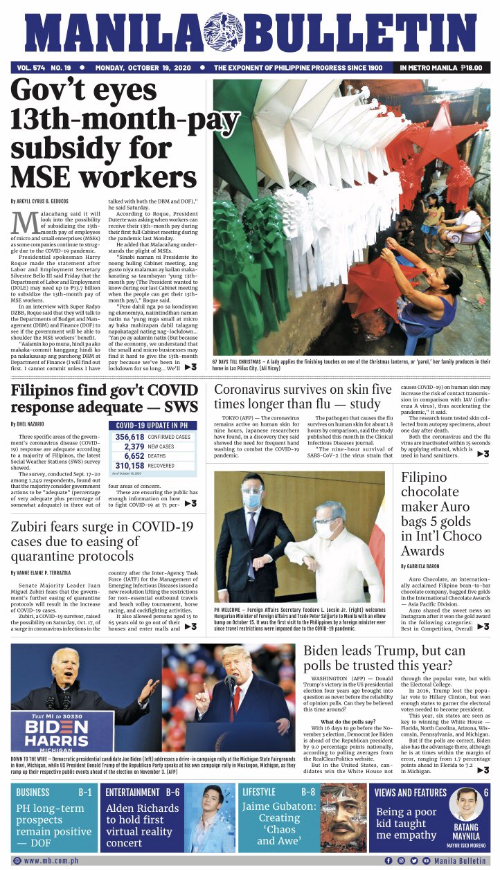 Manila Bulletin News Manila Bulletin Headline For Today 10 19 T Co Jylimuopnj Grab A Copy At Your Favorite Newsstand Today Or Read It All On Our Website At T Co Lkghozbdn5 T Co 6pfajstrxk Twitter