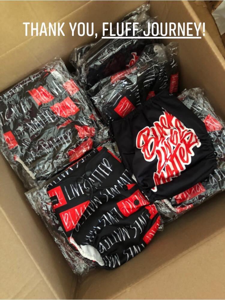 theclothoption's tweet photo. Thank you to Fluff Journey!

Fluff Journey gave customers the opportunity to buy these #BlackLivesMatter diapers to donate. We are excited to offer these in packages to families in select areas!

Our work wouldn’t be possible without ALL of our donors &amp; sponsors

#theclothoption https://t.co/wrYh4cFGvv