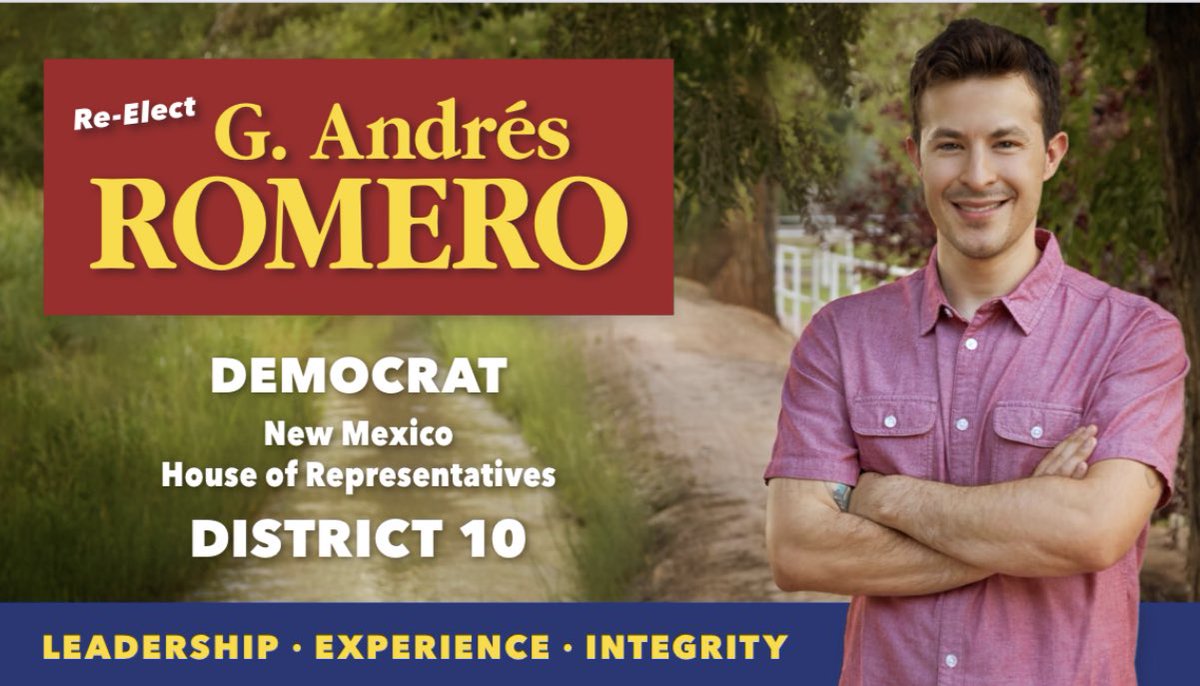 Early voting is going on now! It has been an honor and a privilege to work with you in HD10. I would appreciate your support and vote! Checkout AndresRomeroForNM.com for more information.