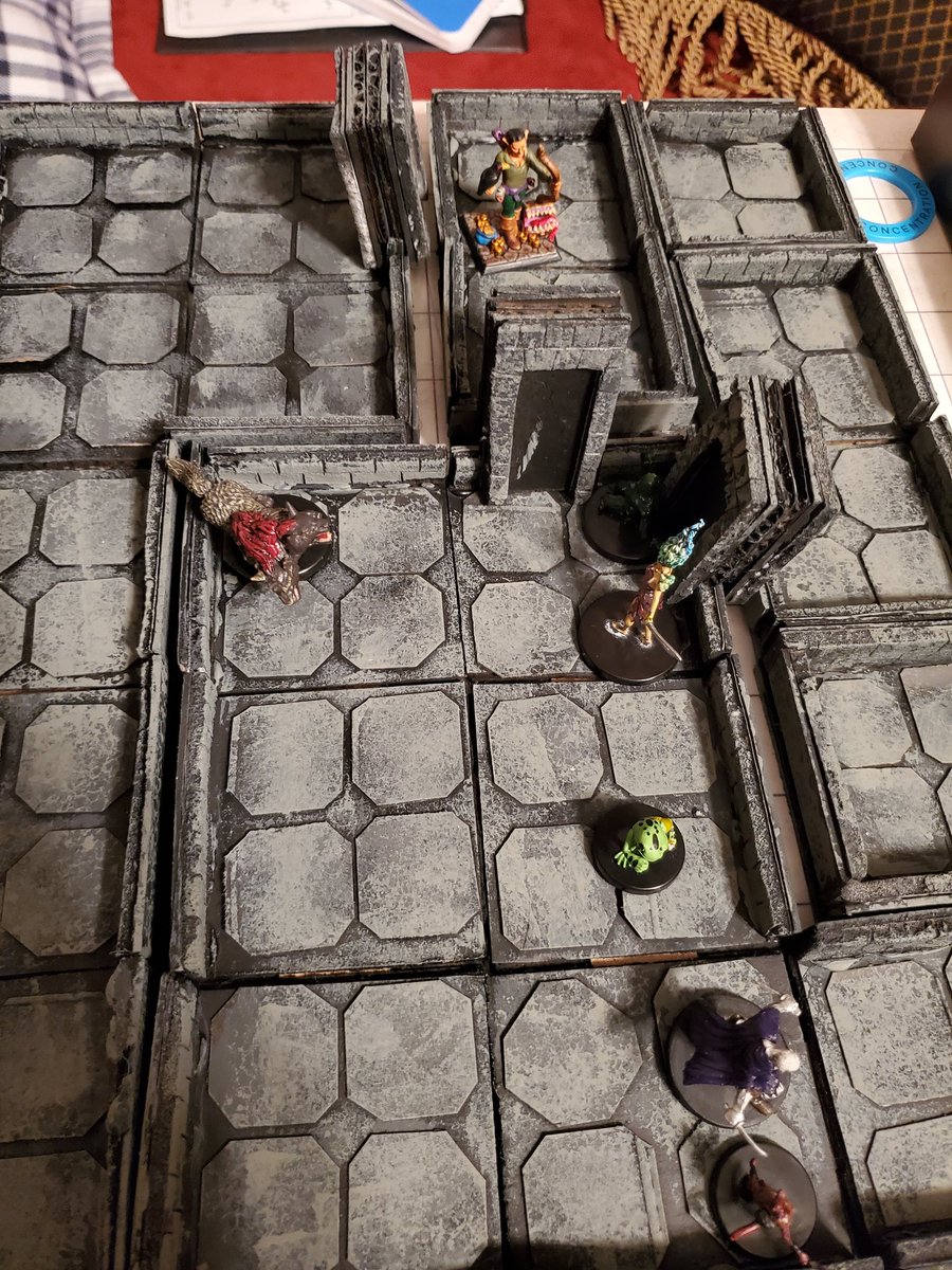 Firebeard81's tweet image. So this is what has been eating my hobby time lately. I made 100 tiles out of chipboard cereal boxes and left over amazon boxes. Less than 2 weeks and maybe $20 total I'm more than a little proud. Totally modular system that came out great. @Monsters_Multi  @WylochsArmory