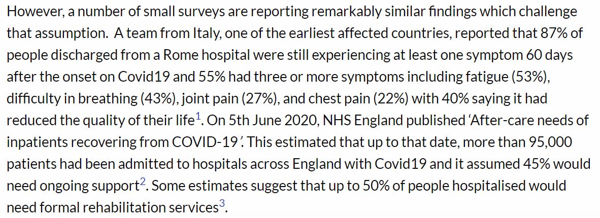 "A dynamic review of the evidence around ongoing Covid19 symptoms (often called Long Covid)."People are looking for perfect studies on long covid, and tend to denounce anything short of that. It simply isn't a reasonable ask at this point in time.  https://evidence.nihr.ac.uk/themedreview/living-with-covid19/