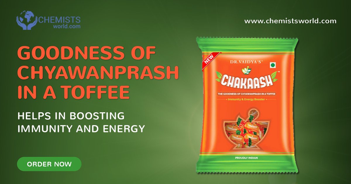 ChemistsWorld's tweet photo. Dr. Vaidya's Chakaash - Chyawanprash Toffees

Shop Now-https://t.co/VrdCIvuIn4

Chakaash is a toffee made with the goodness of Chyawanprash.
#Chyawanprash #ChyawanprashToffees #DrVaidyas #Vitamin #Minrals #Ayurvedic #RetailPharma #ImmunityBooster #Immunity #ImproveImmunity https://t.co/jjogjVGwIG
