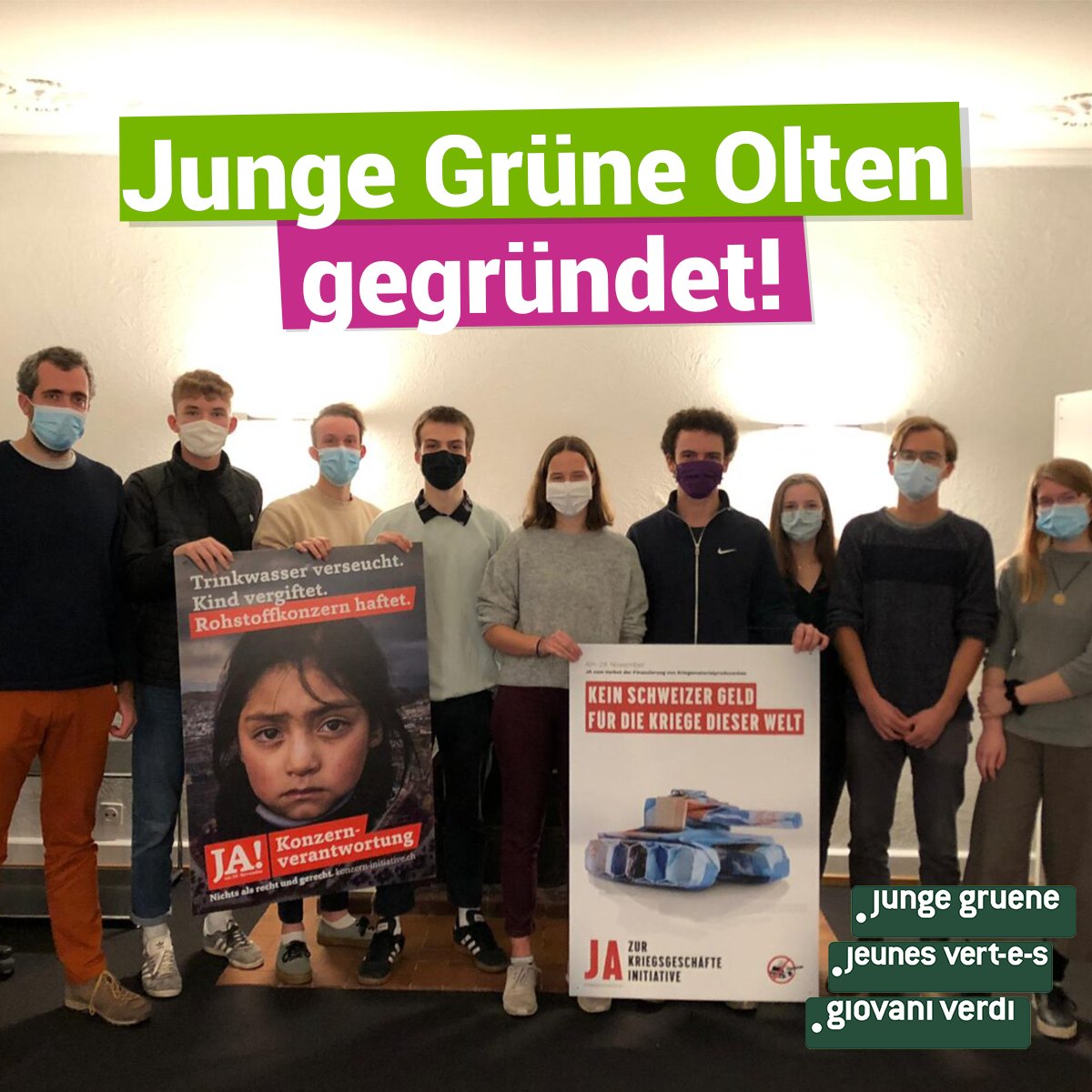 Die Jungen Grünen haben neu eine Regionalgruppe in Olten🔥 Gratulation zur Gründung, liebe Junge Grüne Olten! 🥳🎊