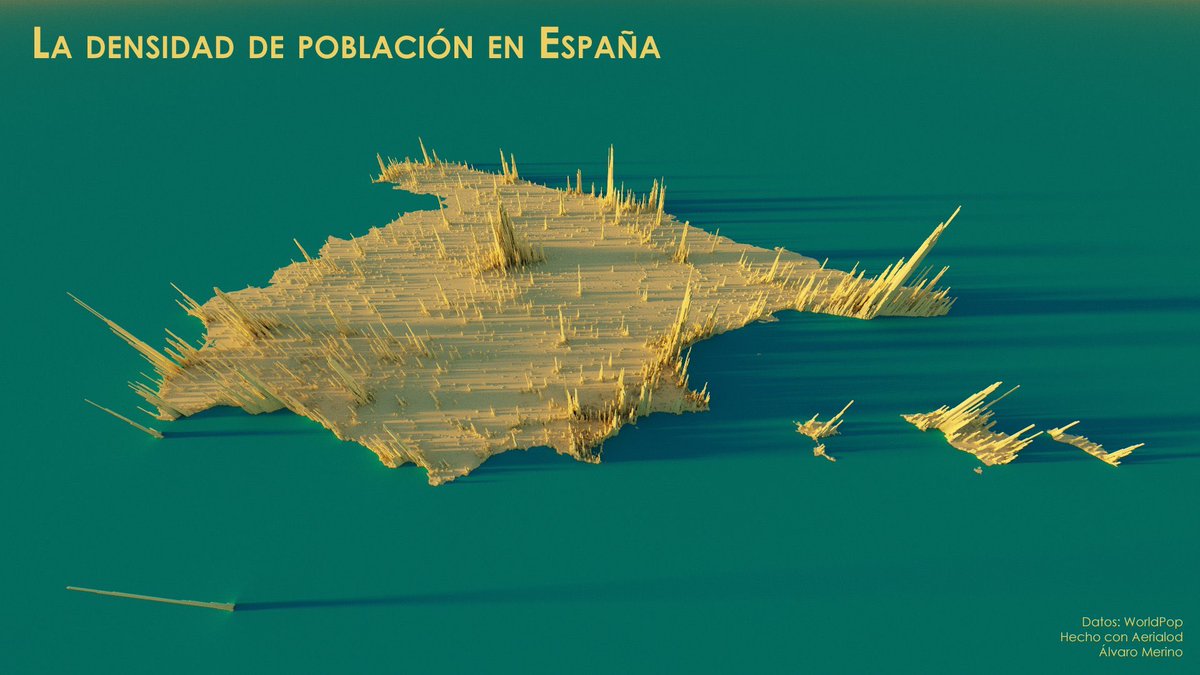 xruiztru's tweet image. Population density of Spain.

By @amerinomarquez