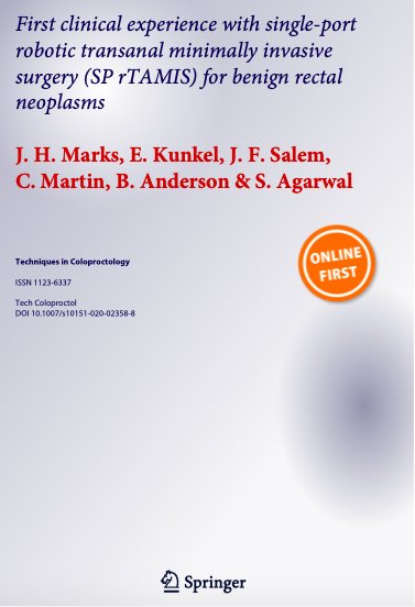 JohnMarksMD's tweet image. Excited to publish the first experience with SP robotic TAMIS  #SProbot #TAMIS #rectalcancer #rectalpolyp #Robotic-surgery #LankenauMedicalCenter #MainLineHealth #MarksColorectalSurgicalFoundation #TechniquesColoproctology #GreatTeam