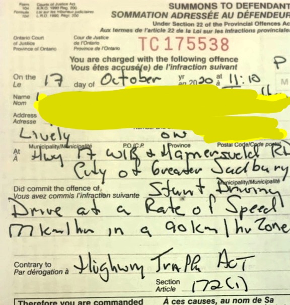#NipissingWestOPP stopped this 17 y/o driver, of Lively, who got their G2 licence about 1 wk ago, travelling 177 km/h in 90 km/h zone on #Hwy17 west of #Sudbury Charged with #StuntDriving Speeding is a behaviour that continues to put everyone at risk of injury/death #SlowDown ^mc