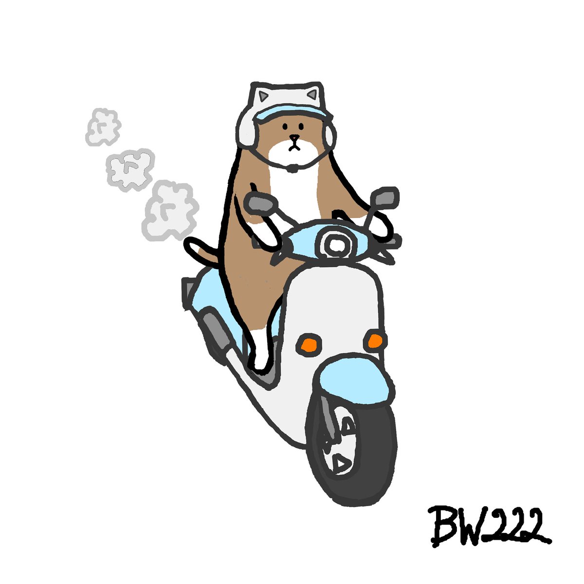 くろもり 自転車 車と描いて 原付も描いてみています 車やバイクをサラッと描ける人はスゴいんだなぁと痛感してます イラスト ゆるいイラスト 創作 イラスト好きさんと繋がりたい 秋の創作クラスタフォロー祭り バイク 猫