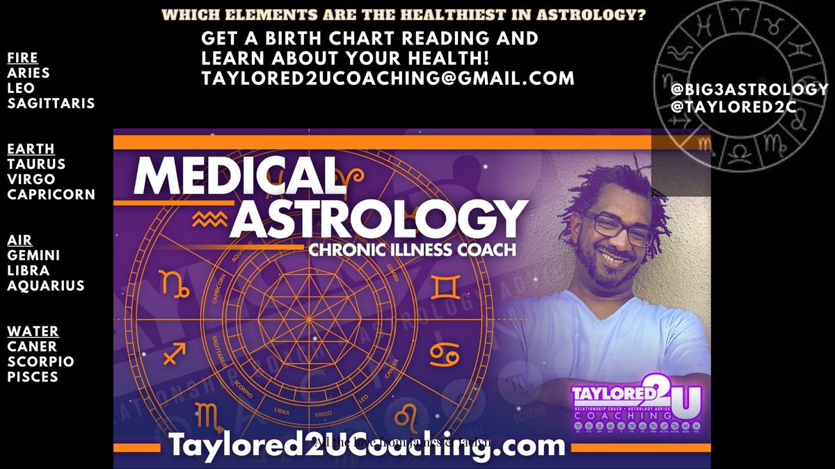 Taylored2C's tweet photo. Which element and science have the best health in astrology? #FireSigns #EarthSigns #AirSigns #WaterSigns #Health #MedicalAstrology https://t.co/AdcJik1c2b