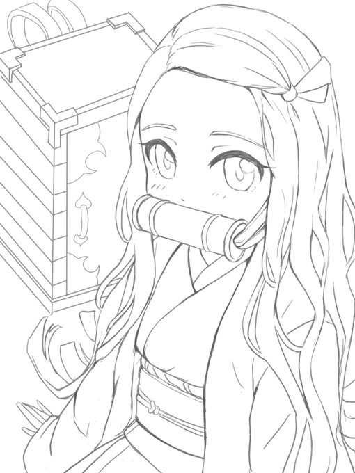 ねずこの線画〜!
#ねずこ
 #気滅の刃 