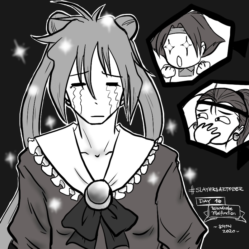 Juujinkan's tweet photo. Slayers Artober 2020 updates, part two.
Day 16: Wardrobe Malfunction
Day 17: Millina
Day 18: Hellmaster Phibrizzo
#slayersartober
#slayersweek
#millina
#phibrizzo
#スレイヤーズ https://t.co/pbXMNGvU5I