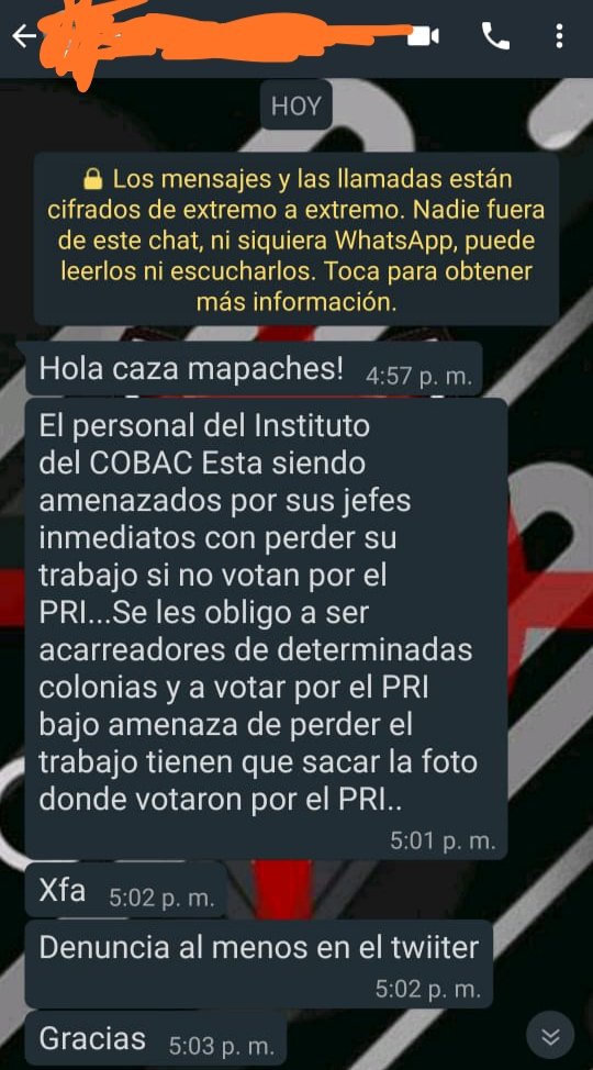 CazamapachesC's tweet photo. Amenazaron al personal del #COBAC #Saltillo con perder su trabajo si no votaban por el #PRI. También los obligaron a participar como acarreadores. La compra, voto, condicionamiento y coacción y del voto es #DelitoGrave. Manda tus denuncias al 8444962361. https://t.co/e4AIa7gFsg