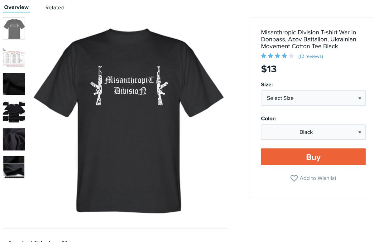 There are actually quite a number of Azov Battalion shirts, that is the Ukranian neo-Nazi militia.   http://Wish.com  has close to two dozen listed in a search (though several repeats of the same 4-5 designs).