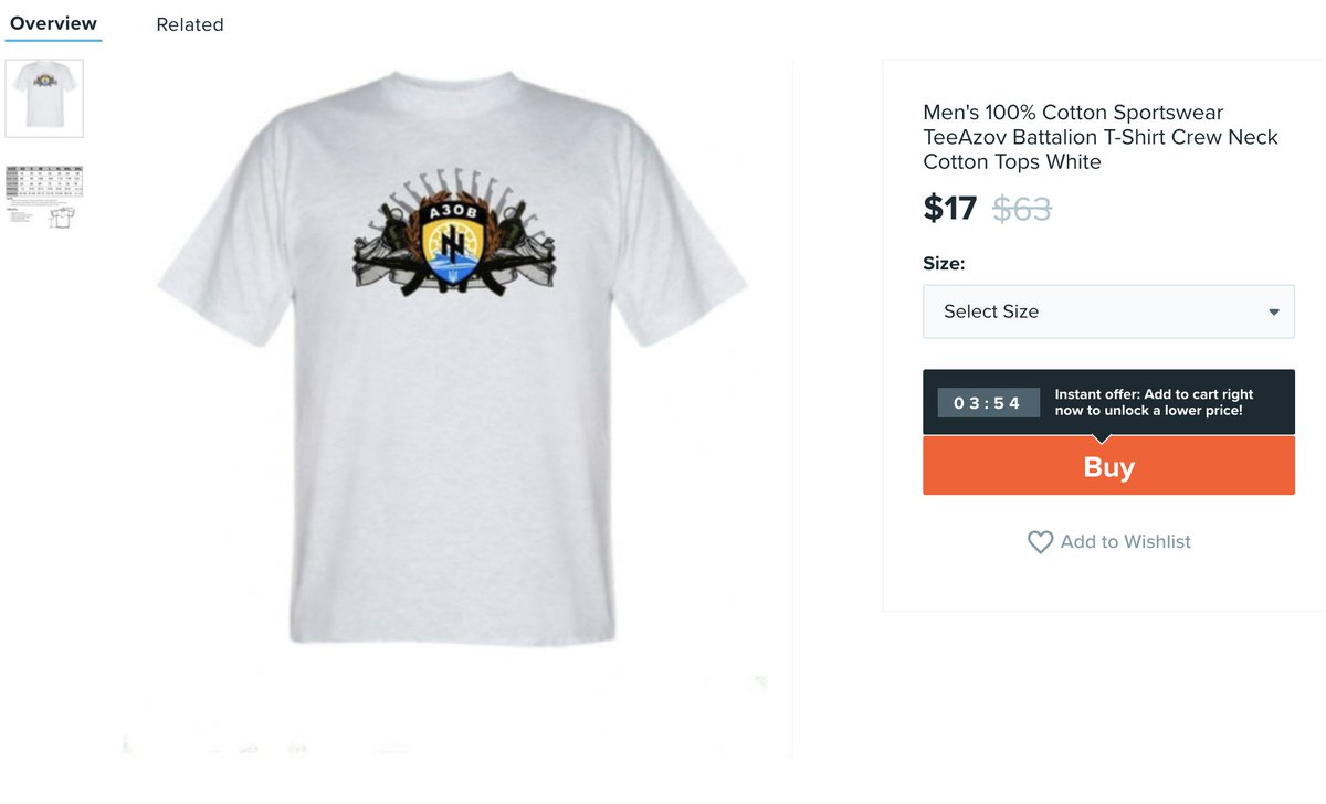 There are actually quite a number of Azov Battalion shirts, that is the Ukranian neo-Nazi militia.  http://Wish.com  has close to two dozen listed in a search (though several repeats of the same 4-5 designs).