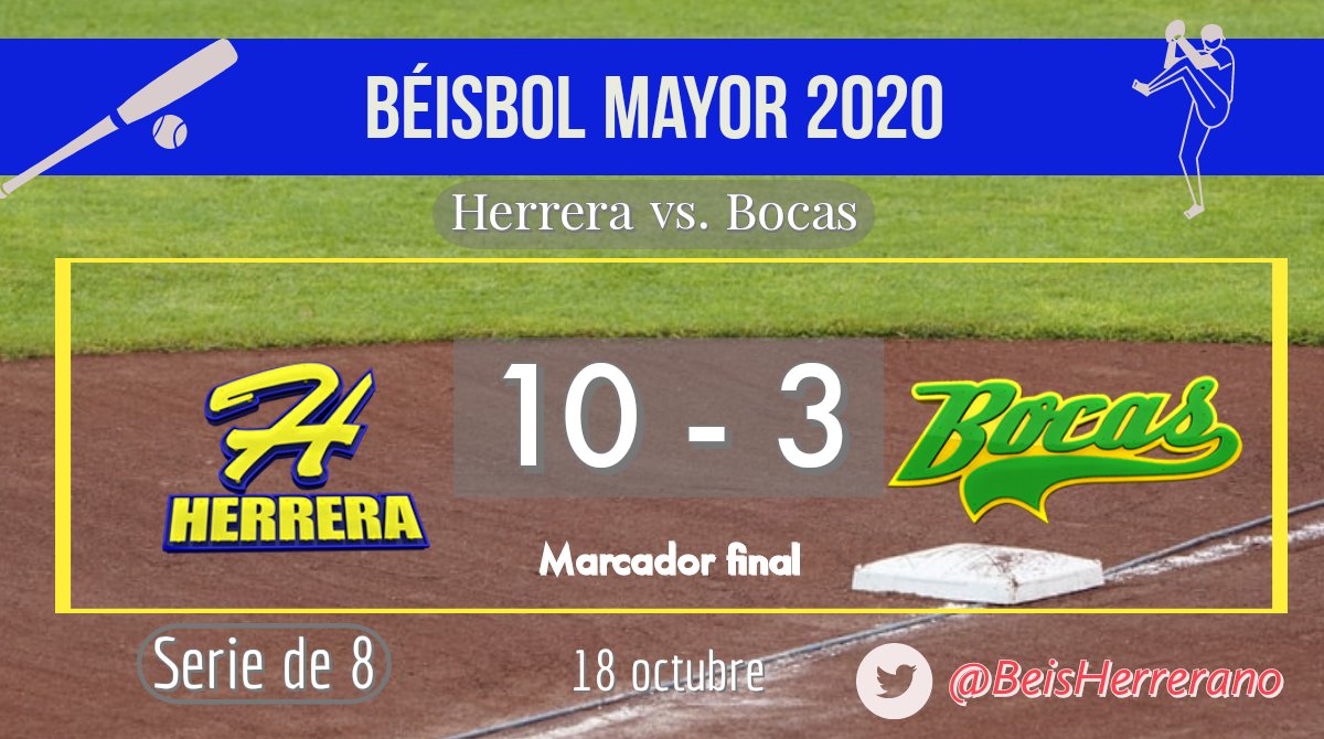 𝙍𝙚𝙨𝙪𝙡𝙩𝙖𝙙𝙤 𝙙𝙚𝙡 𝙥𝙖𝙧𝙩𝙞𝙙𝙤 
HERRERA 🆚 BOCAS
#BéisbolMayor2020
