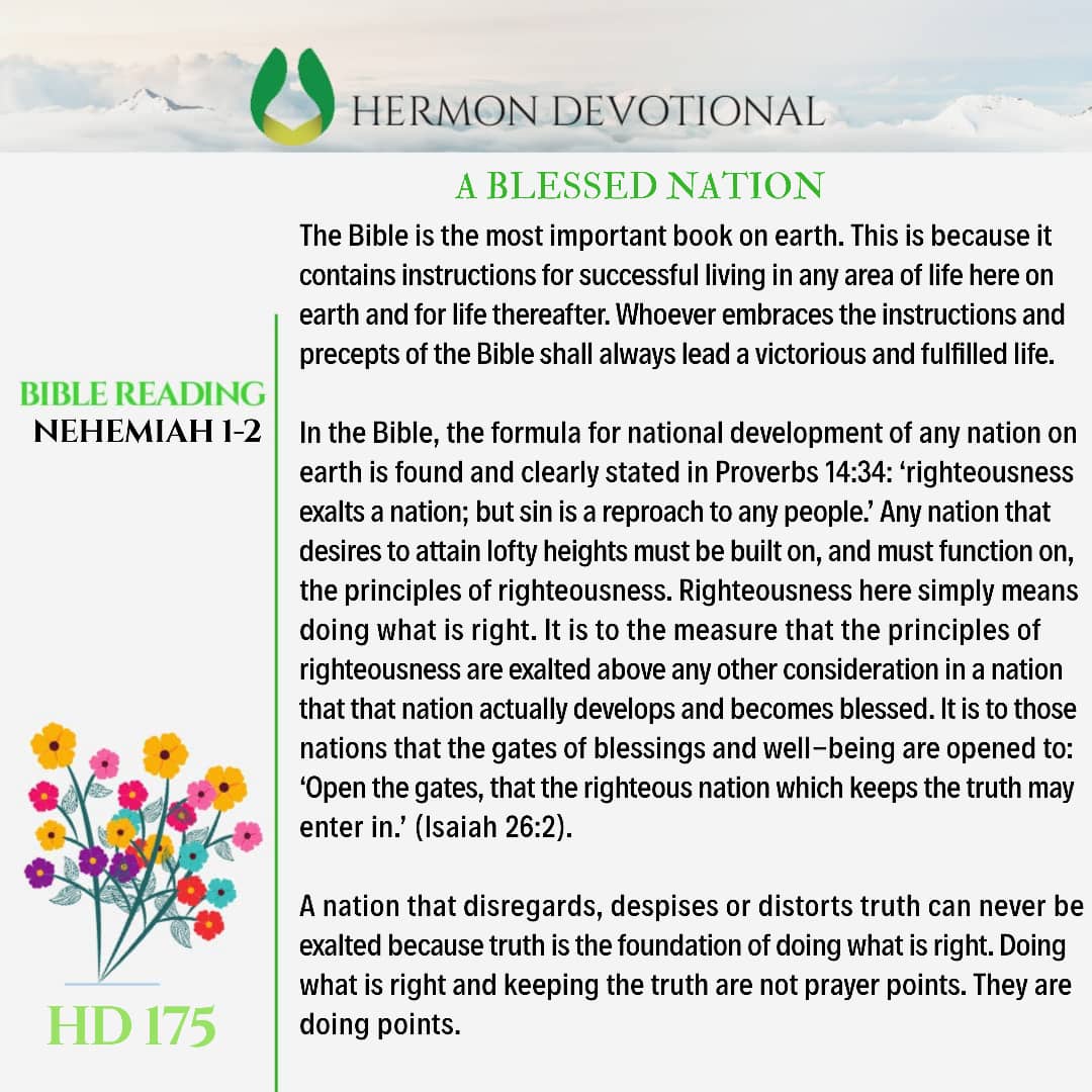 A BLESSED NATION

#hermondevotional
#ABlessedNation
@HermonCentre