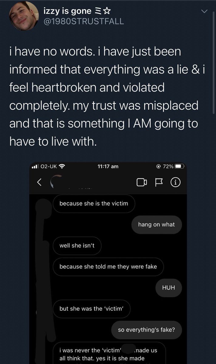 vitalvalentino's tweet photo. if you haven’t seen the update, Izzy (the one who made the original thread ab Tom) was lied to by a disgusting, evil person. I’m reposting in case anyone else hasn’t seen. The ss of Tom “grooming” are fake and Tom Felton is innocent. You need to stop harassing izzy, it’s not her- https://t.co/sLyeI0upoT