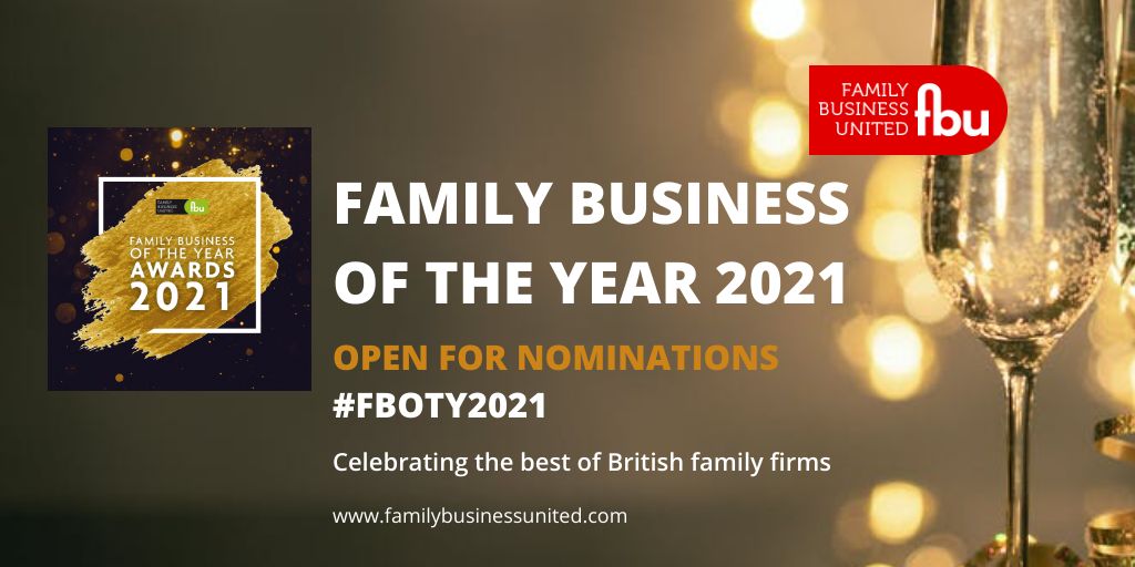 Family Business of the Year 2021 is open for nominations.  Why not enter today?  #FBOTY2021 familybusinessunited.com/2020/09/02/fam…