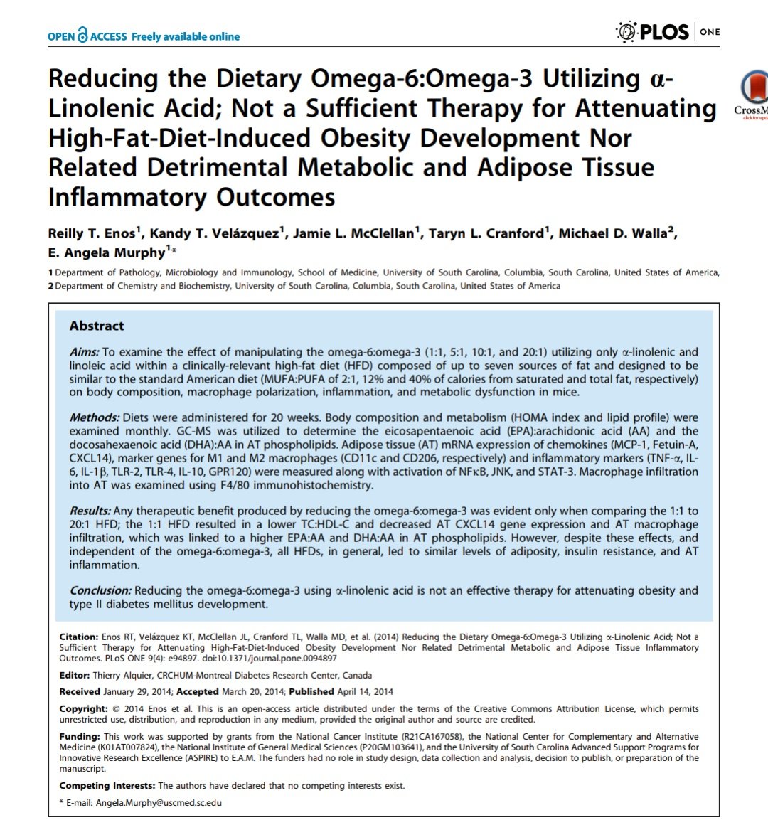 Another more recent study (that doesn't get cited much) also used very well controlled diets.This one found no effect in mice varying the linoleic acid between 4.7% and 9% https://journals.plos.org/plosone/article?id=10.1371/journal.pone.0094897