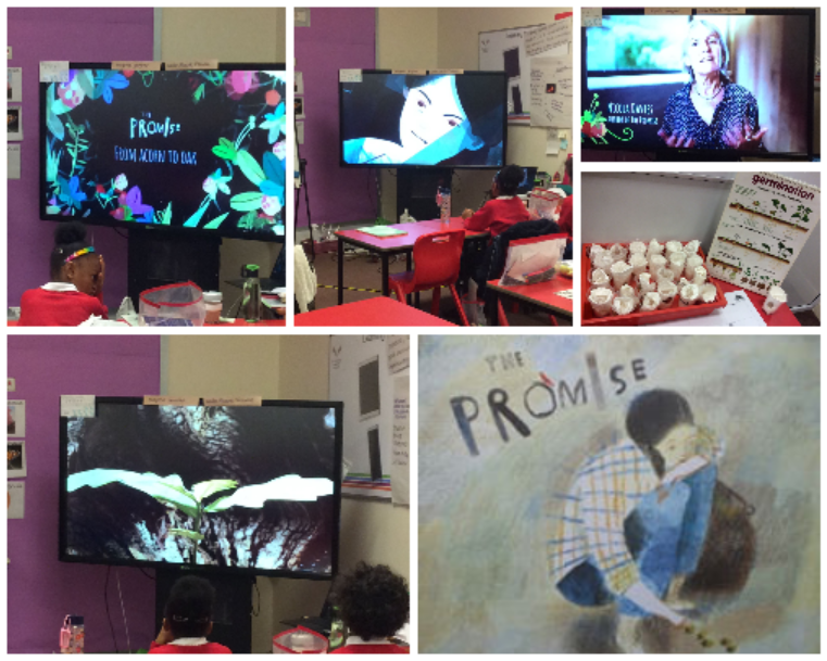 OTCAcademy's tweet photo. #Y4 watched a live first streaming of the book - The Promise that they will read in class later in the school year. We planted beans as part of our promise to the planet. #seedthepromise https://t.co/tvGePuhpGv