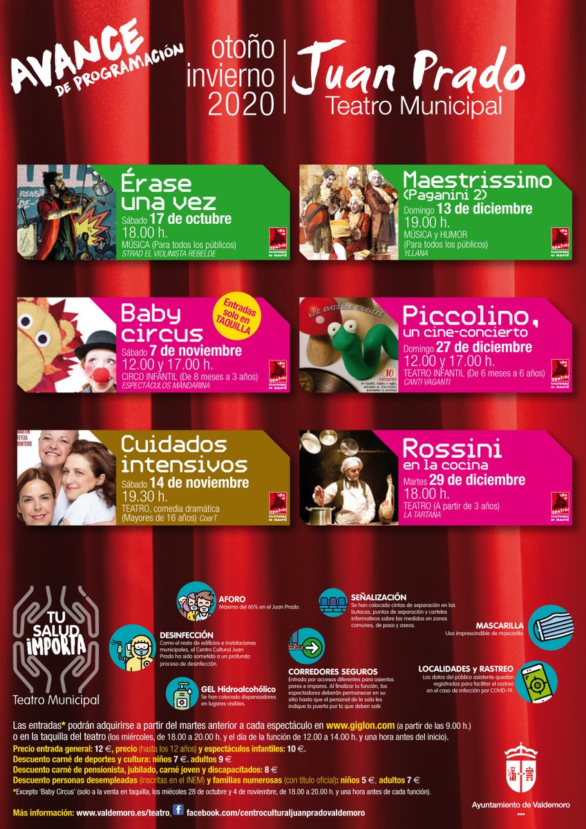 El teatro Juan Prado recupera su #programacióncultural de otoño en un #entornoseguro y aforo limitado. Se han programado obras para todos los públicos: adulto, familiar 👨‍👩‍👧‍👦,... y las funciones comienzan el próximo sábado bit.ly/2Hb8LGC