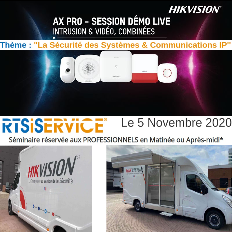 Découvrez la session démo-live #HikVisionOnTour lors du séminaire "La #Sécurité des Systèmes &amp; #Communications IP'' le 05 Novembre 2020 à la Villa Mathis en #Alsace ( Col du Kreuzweg )

#Professionnels ( Mairies, PMEs, PMIs ), voir le Programme : rtsiservice.fr/invitation-sem…