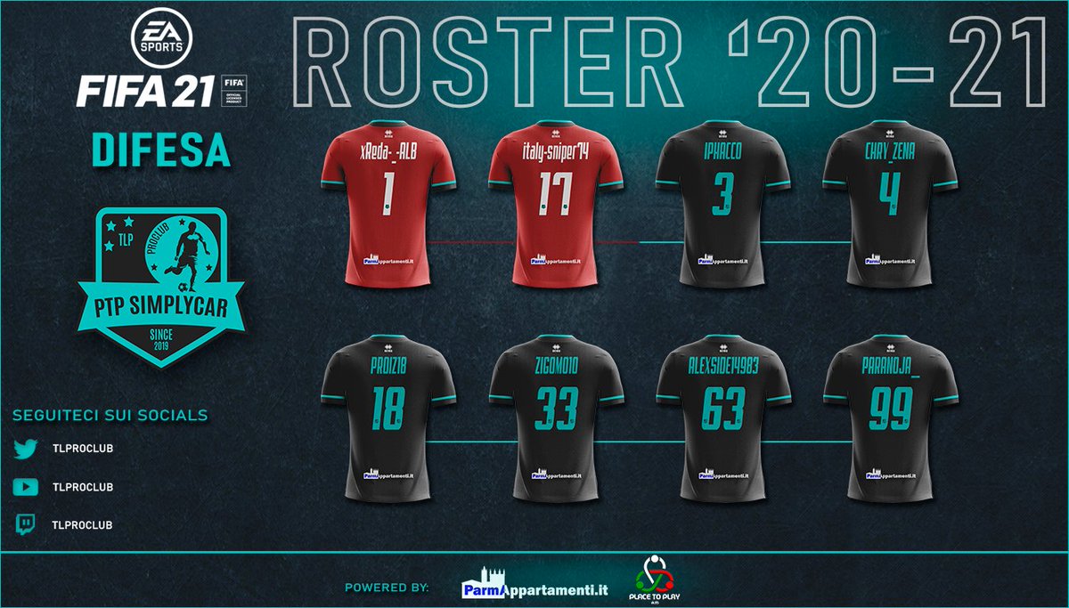 TLProClub's tweet photo. 🔹▪️ Official Roster '2020/2021 ▪️🔹
#FIFA21 

⚡| Powered by #ParmAppartamenti &amp; @PTP_asd 

🗣️| @OffSideOfficiaI @NewsProclub @RTAllProClub @ILOVEPROCLUB1 @ProClubRTutto @RTproclub @RTProClubItalia https://t.co/jhr3pYIZj6