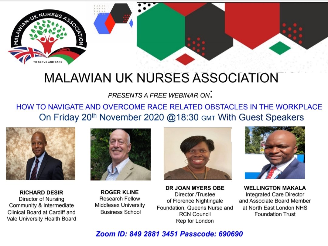 Humbled to have powerful speakers @MalawianUKNurse webinar. @joan_myers @rogerkline @wmakala @JRichardDesir1 you are our beacons of hope. Please join us on this empowerment webinar @BVCornwall @filipinonurseuk @NAJUKNursing @NNCAUK @BINA_UK @CNOBME_SAG @LauraDrummondS1 @ellencn4