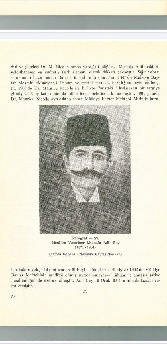 1897 de sığır vebası (Dünyada ilk kez Adil bey tarafından bulunmuş ve üretilmiştir.)1903 de kızıl serumları (ülkemizde ilk kez) Veteriner Hekim Mustafa Adil (1871-1904) tarafından üretildi.