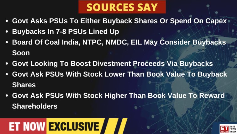 Government asking PSU to buyback shares.
This will help reduce ideal money laying in PSU books into the market.