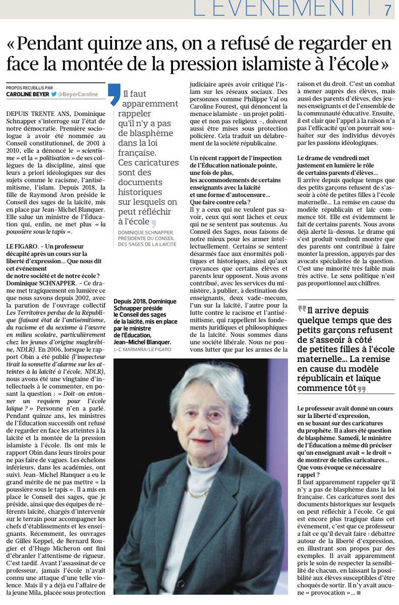 bcohenhadad's tweet photo. #dignité le malheur a touché celles et ceux qui aiment l’#école et la #Republique Merci à @BeyerCaroline pour cette #itw de #DominiqueSchnapper qui pose les bonnes questions auxquelles nous devons répondre tous ensemble @Le_Figaro https://t.co/PHta0CzLao