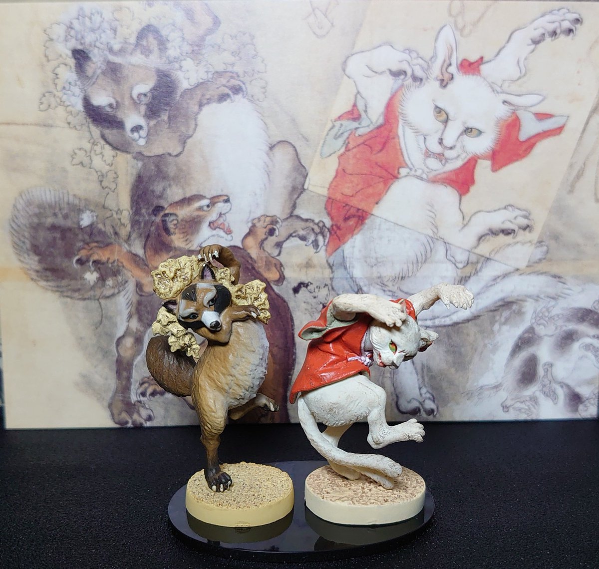 ささみちくわ てな具合で 画鬼盆景 開封 良い とても良い 永年の月日を経て令和のこの世に蛙や猫又が立体化されるとは 画狂でも思わなかったろうぜ しばらくは机の上で愛でるとしようぞ W 海洋堂 河鍋暁齋 画鬼盆景