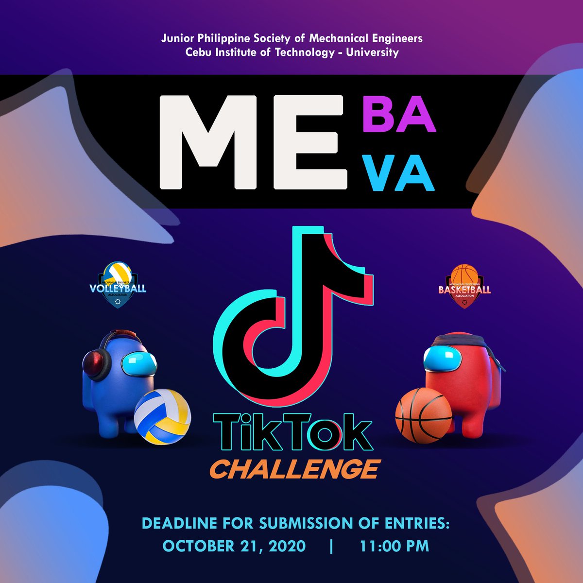 jpsme_citu's tweet photo. 𝗖𝗔𝗟𝗟𝗜𝗡𝗚 𝗔𝗟𝗟 𝗠𝗘 𝗦𝗣𝗢𝗥𝗧𝗦 𝗘𝗡𝗧𝗛𝗨𝗦𝗜𝗔𝗦𝗧𝗦! 📣
The MEBA and MEVA are holding a TikTok challenge and we want YOU to join!
#WinWithME🏀
#ThriveWithME🏐
#VirtualMEetandGreet
Registration form: https://t.co/81tXiSfxEg https://t.co/eQFL8jnhU0