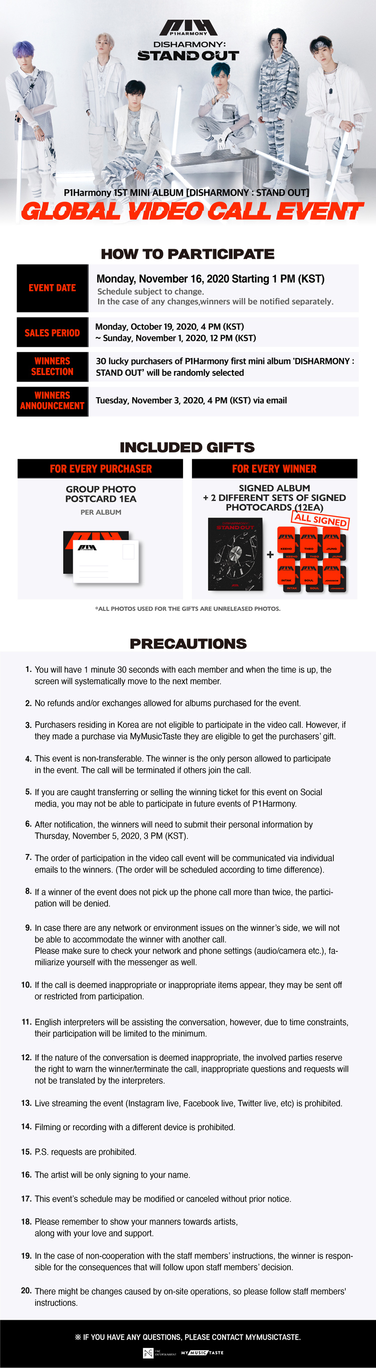 P1Harmony 1st Mini Album [DISHARMONY : STAND OUT] TRACK LIST POSTER