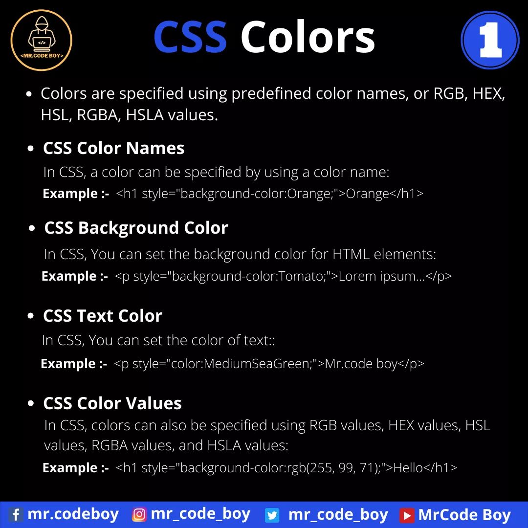 mr_code_boy's tweet image. CSS Part - 3 (Colors)

Like, Share, Comment, and Follow for more technical stuff.

YouTube - bit.ly/mrcodeboy
Facebook - facebook.com/mr.codeboy/
Instagram - instagram.com/mr_code_boy/

#computerscience #html #webdeveloper #software
#coding #webdevelopment #css #100DaysOfCode