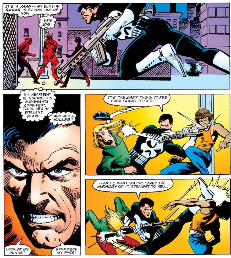 Via marvel.fandomThis issue marks the first meeting between Daredevil and Punisher in a striking story about violence and drugs on the streets and in schools. Daredevil Vol 1 #1831982by Roger McKenzie and Frank Miller (W), Frank Miller (P), Klaus Janson (I-C), Joe Rosen (L)