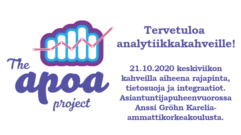 Keskiviikkona kahvitellaan taas! Tervetuloa kuulemaan, mitä asiaa on Karelian Anssi Gröhnillä. Lisää tietoa webinaarisarjasta: apoa.tamk.fi/2020/08/28/apo…